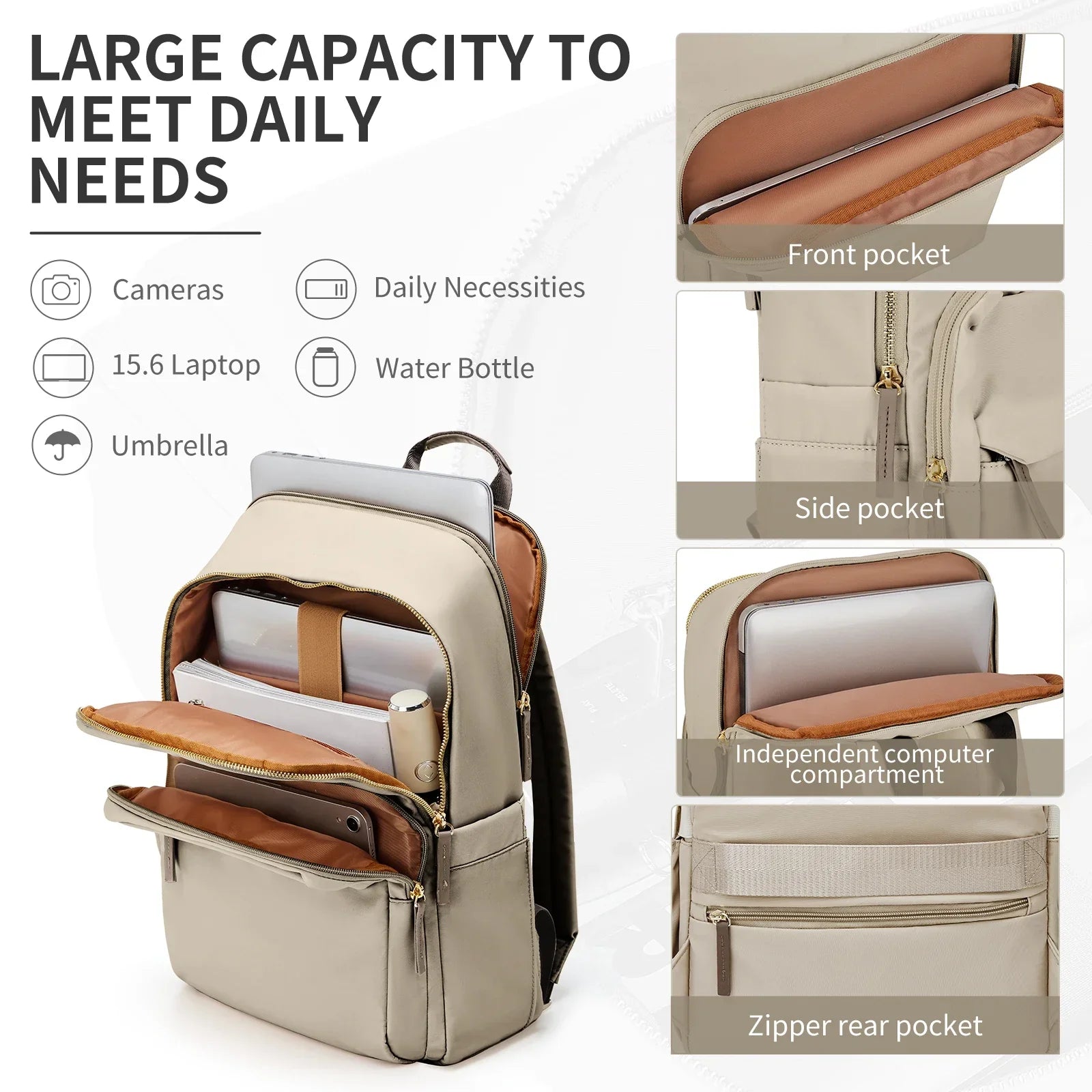 Ruime Rugtas – Waterdichte Backpack 20-35L met Vakken en Comfortabele Pasvorm