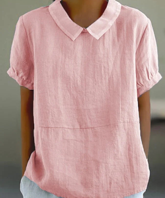 Noa linnen look top dames | Oversized zomertop met korte mouwen | Luchtige blouse