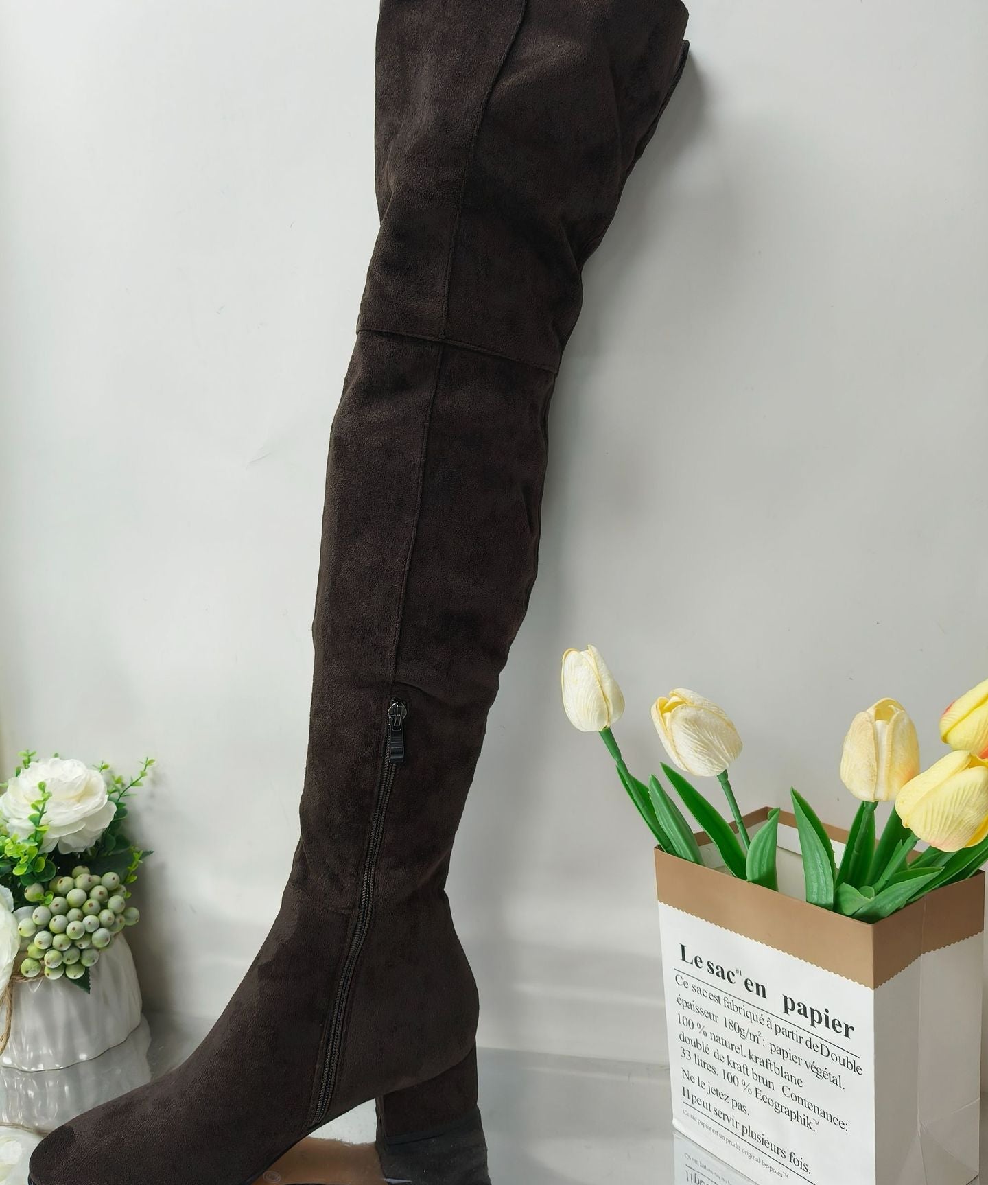 Overknee suède laarzen dames – elegante hoge laarzen met blokhak en comfortabele pasvorm