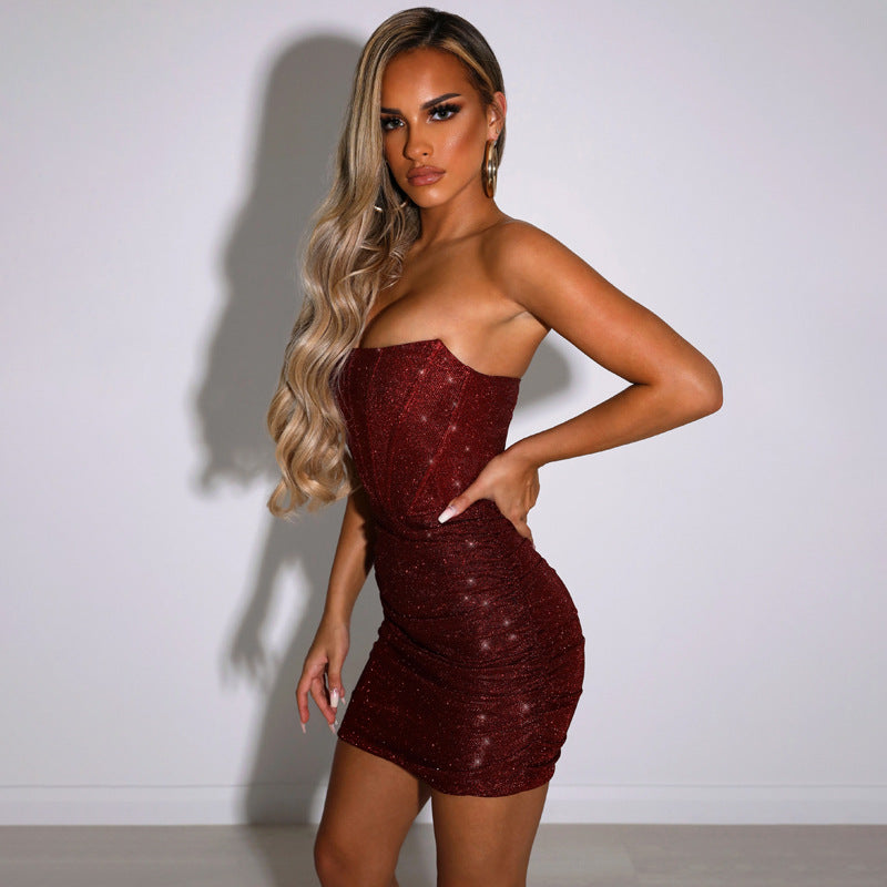 Mini Jurk Dames – Glanzende Korsetjurk met Flatterende Pasvorm & Luxe Uitstraling