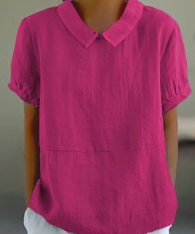 Noa linnen look top dames | Oversized zomertop met korte mouwen | Luchtige blouse