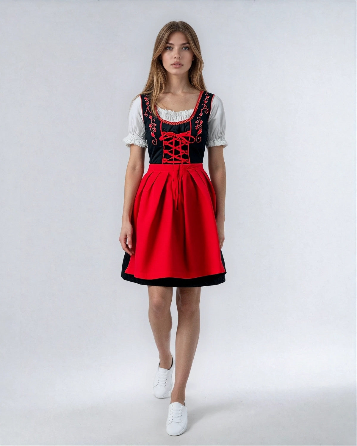 Oktoberfest Dirndl Jurk met Borduurwerk en Schort – Dames