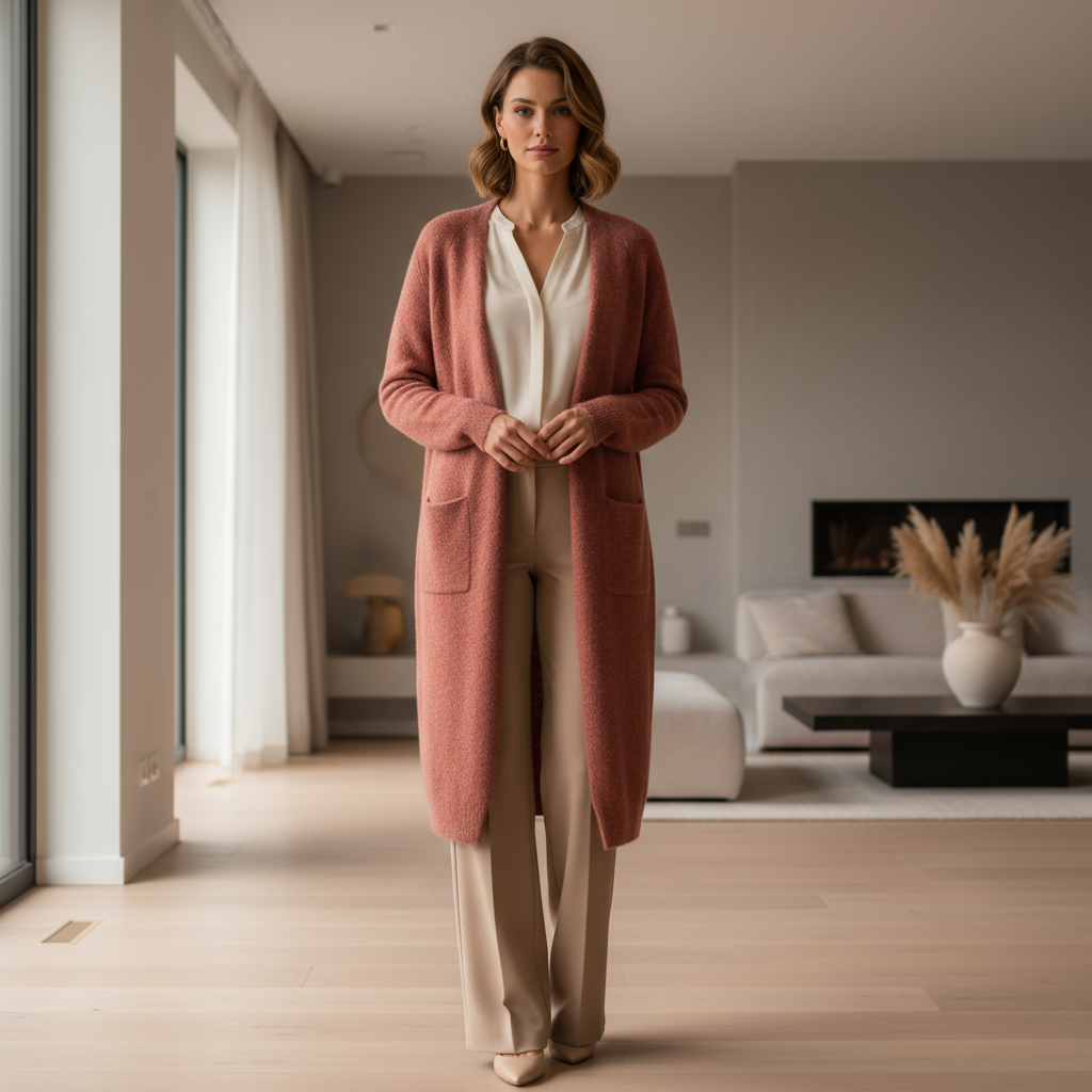 Lang dames vest open front – zachte cardigan voor herfst en winter