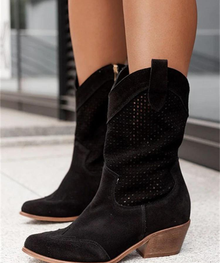 Josiane Cowboylaarzen Dames – Trendy Witte Western Boots met Blokhak