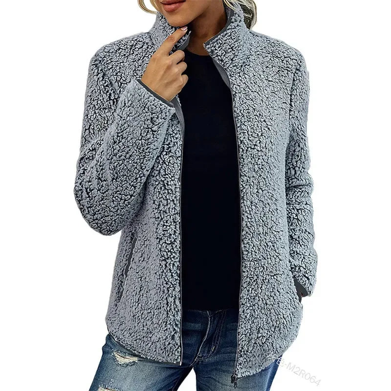 Olives | Luxe Fleece Jacket Dames – Warme & Stijlvolle Jas voor Herfst en Winter