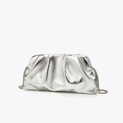 Avondtas – Geplooide Metallic Clutch met Afneembare Ketting