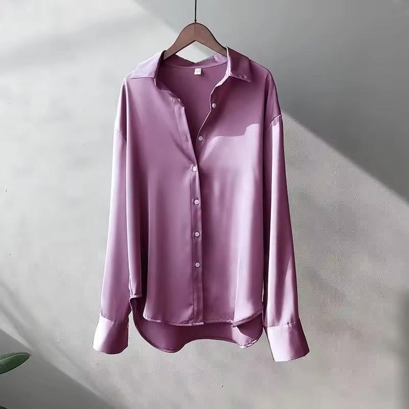 Zijden blouse dames – elegante lange mouwen blouse van zachte zijde