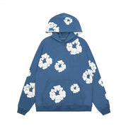 Zwarte hoodie met bloemenprint | Unisex hoodie met ruime zak en casual draagcomfort