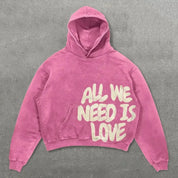 Statement cropped hoodie unisex – All We Need Is Money / Love Has Many Faces