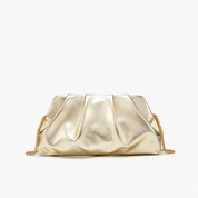 Avondtas – Geplooide Metallic Clutch met Afneembare Ketting