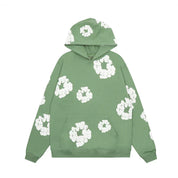 Zwarte hoodie met bloemenprint | Unisex hoodie met ruime zak en casual draagcomfort
