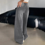 Baggy wide leg jeans dames – high waist oversized jeans in grijs, zwart & blauw