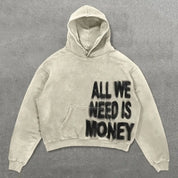 Statement cropped hoodie unisex – All We Need Is Money / Love Has Many Faces