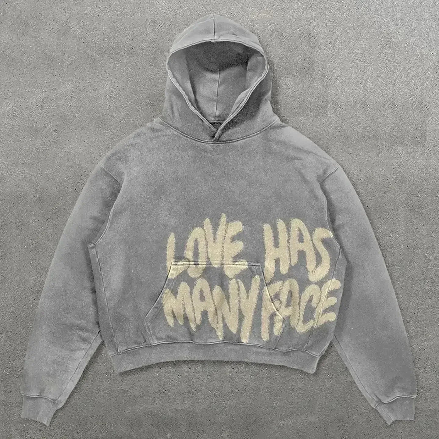 Statement cropped hoodie unisex – All We Need Is Money / Love Has Many Faces