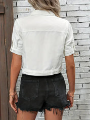 Denim Jack Dames met Korte Mouwen – Cropped Spijkerjack voor Lente & Zomer