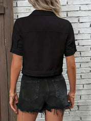 Denim Jack Dames met Korte Mouwen – Cropped Spijkerjack voor Lente & Zomer