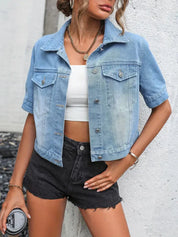 Denim Jack Dames met Korte Mouwen – Cropped Spijkerjack voor Lente & Zomer