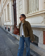 Dames suède jas – oversized leren jas met zachte voering en moderne city-look