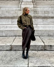 Dames suède jas – oversized leren jas met zachte voering en moderne city-look
