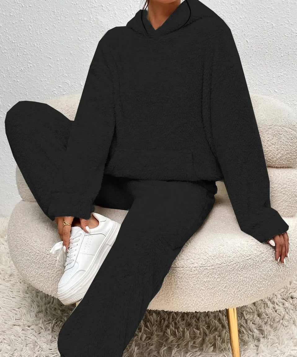 Lana teddy huispak dames – ultra-comfortabele winterset met hoodie