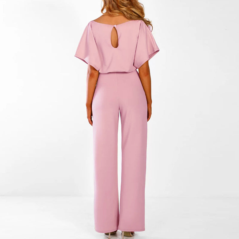 Elegante jumpsuit dames – chique wide leg jumpsuit met lace-up taille