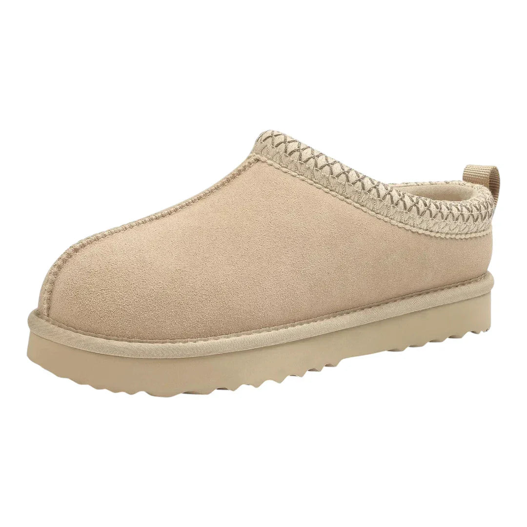 Leren pantoffels dames – luxe suède sloffen met warme pluche voering