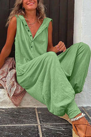 Oversized jumpsuit dames | Knoopsluiting & V-hals | Comfortabele casual look