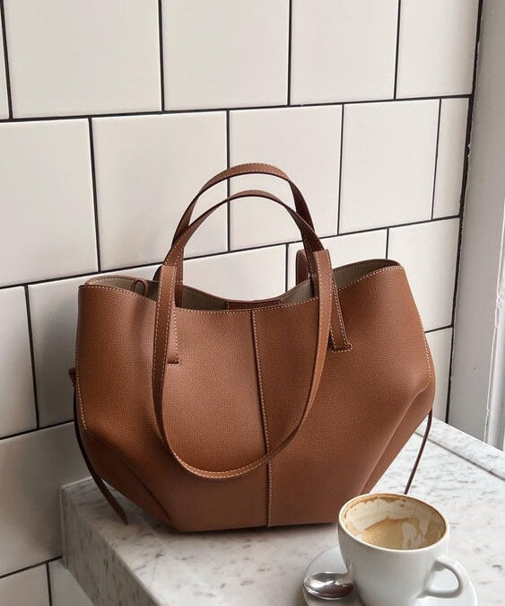 Dames Vintage Tote Bag – Luxe Leren Schoudertas met Ruim Interieur