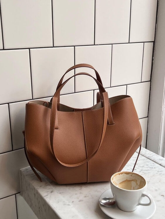 Dames Vintage Tote Bag – Luxe Leren Schoudertas met Ruim Interieur