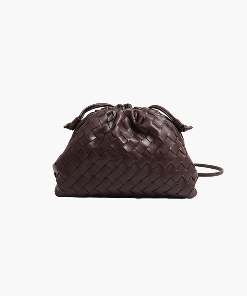 Gevlochten dames pouch bag – elegant tasje met trekkoord & schouderband