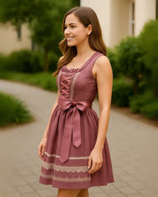 Traditionele Oktoberfest Dirndl Jurk met Schort en Vetersluiting – Dames