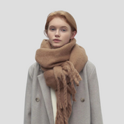Dames kwastjessjaal – stijlvolle lange sjaal met franjes en zachte stof