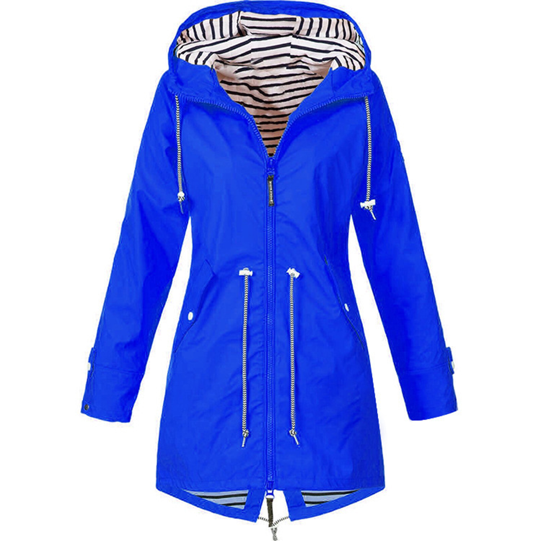 Lange dames regenjas – waterdichte parka met capuchon, stijlvol & ademend