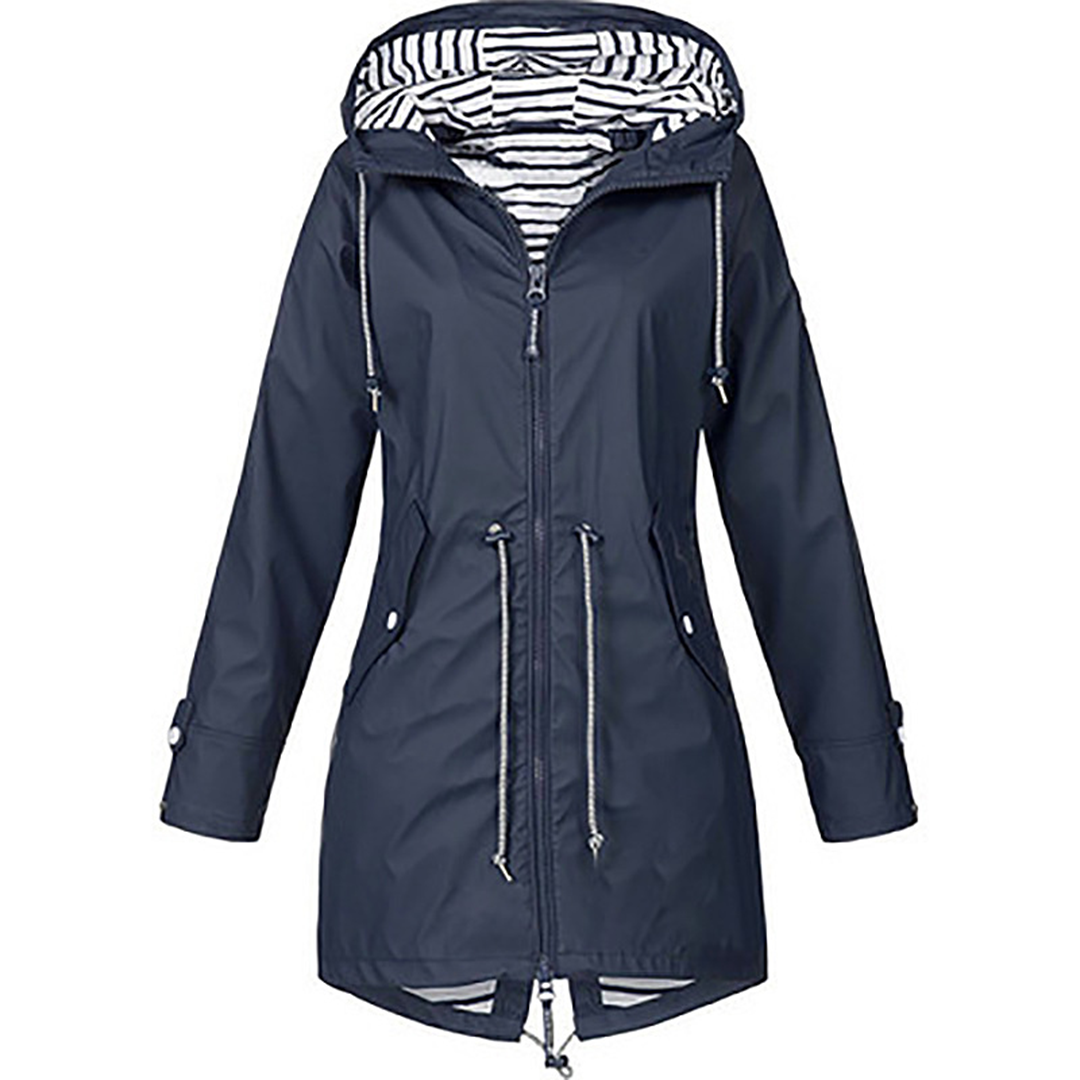 Lange dames regenjas – waterdichte parka met capuchon, stijlvol & ademend