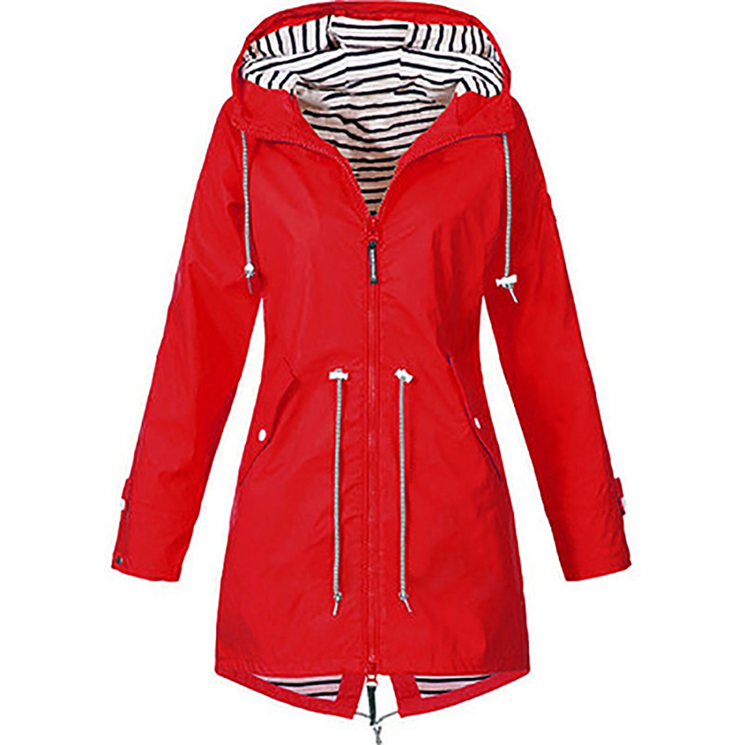 Lange dames regenjas – waterdichte parka met capuchon, stijlvol & ademend