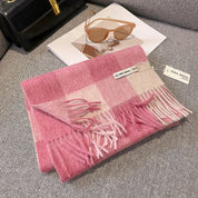 Luxe wollen sjaal dames – warme dambord wintersjaal van 100% wol