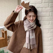 Luxe wollen sjaal dames – warme dambord wintersjaal van 100% wol