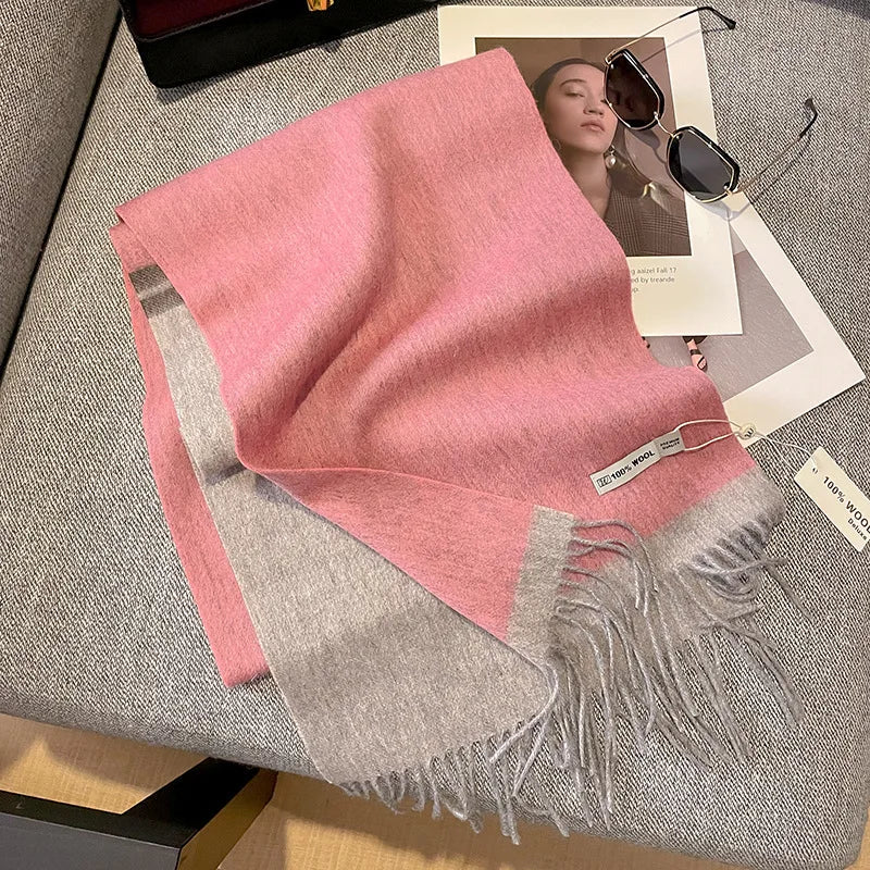 Luxe wollen sjaal dames – warme dambord wintersjaal van 100% wol