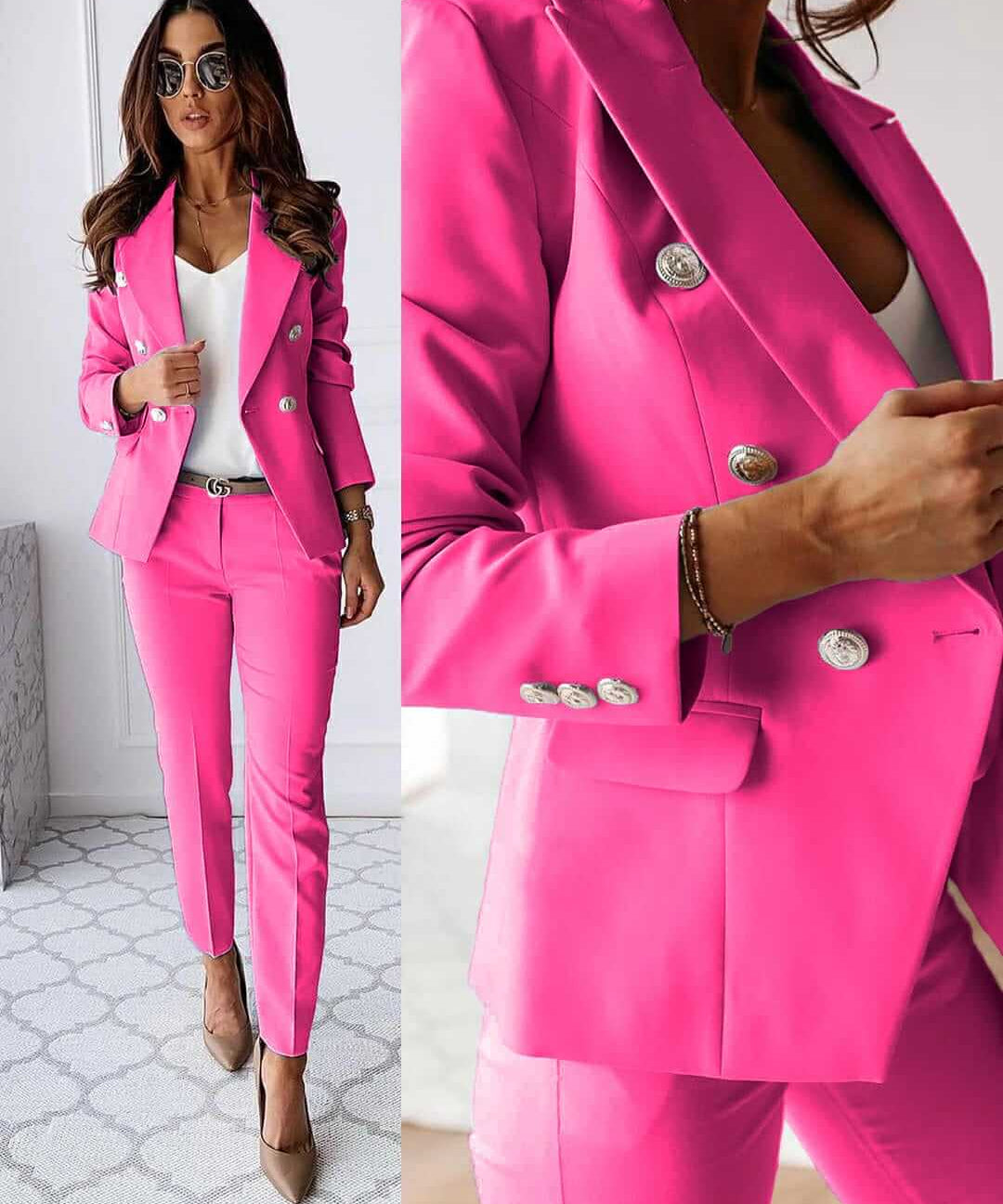 Stijlvolle Jas en Broek Set voor Dames – Elegante Co-ord Colbert & Pantalon