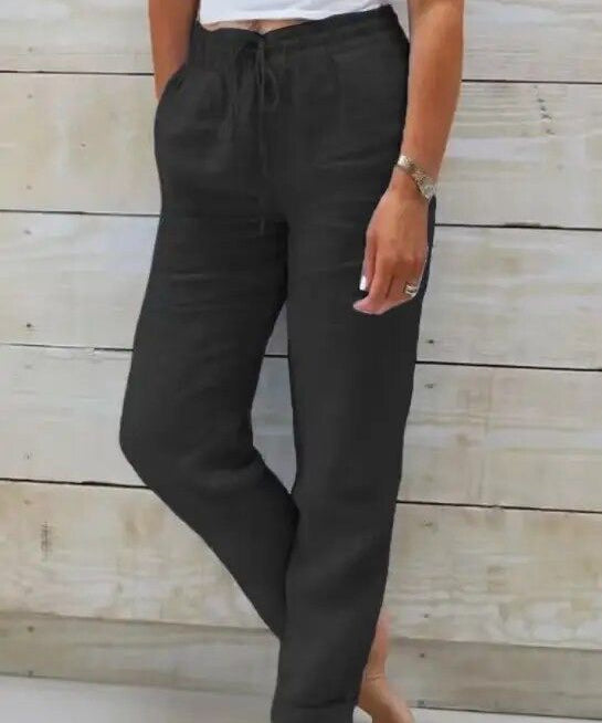 Lieke Stijlvolle Losse Broek Dames – Hoge Taille Broek met Rechte Pijp & Elegante Pasvorm