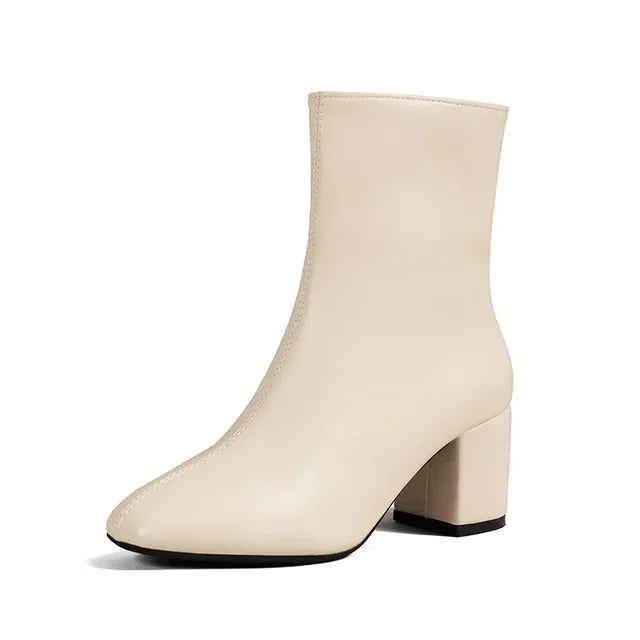 Dames enkelboots – elegante laarsjes met mid-hak, zijrits en stretchy pasvorm