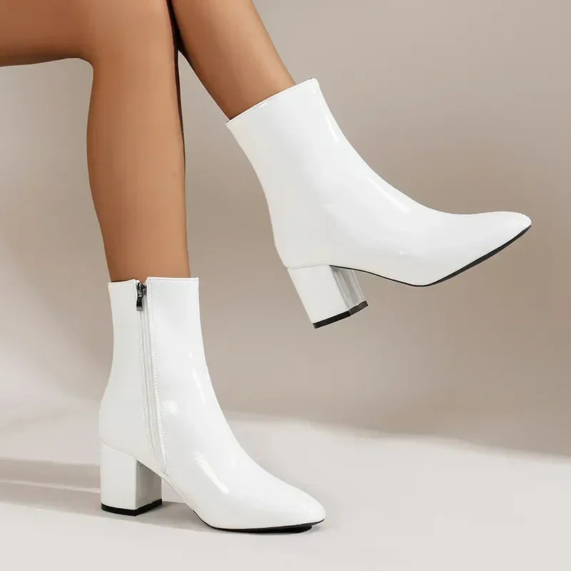 Dames enkelboots – elegante laarsjes met mid-hak, zijrits en stretchy pasvorm
