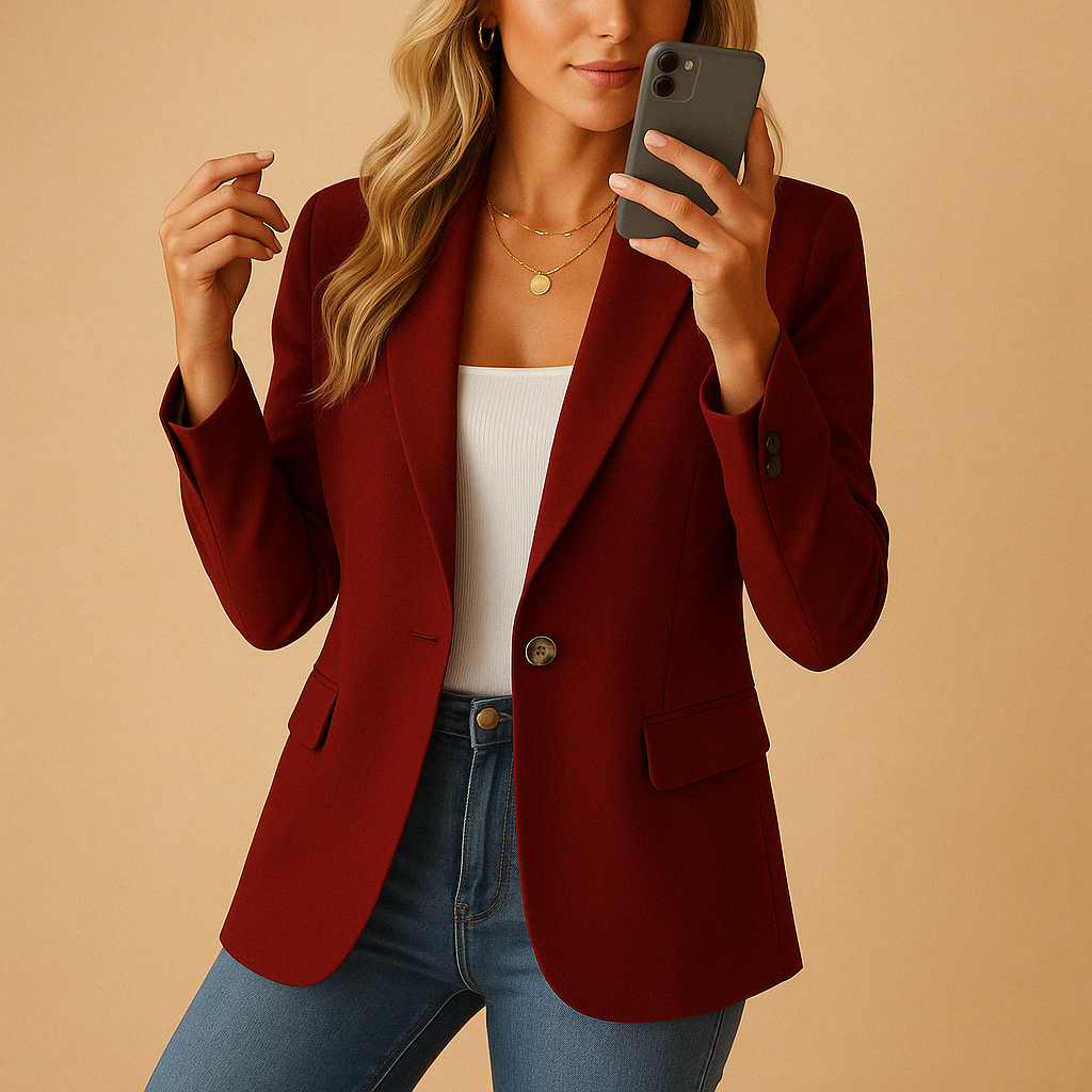 Getailleerde dames blazer – stijlvolle single breasted blazer met reverskraag