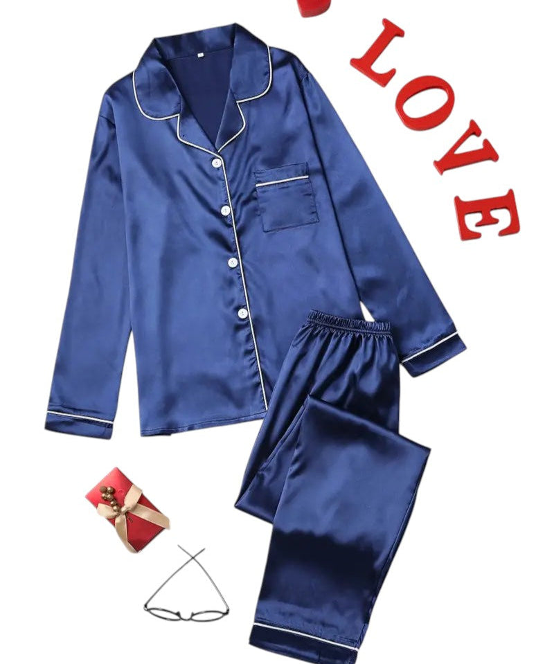 Dames pyjamaset satijn | Luxe satijnen pyjama met glans | Comfortabele slaapset