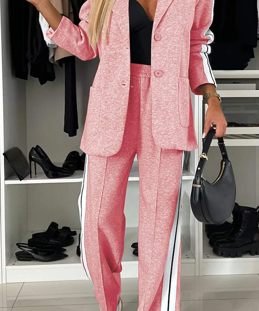 Essentials Casual Kantoorpak Dames – Luxe Trainingspak met Blazer & Elastische Broek