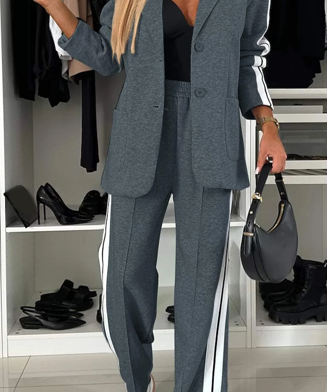 Essentials Casual Kantoorpak Dames – Luxe Trainingspak met Blazer & Elastische Broek