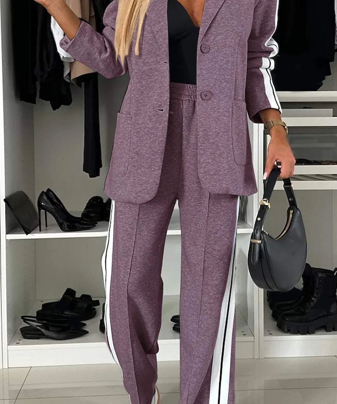 Essentials Casual Kantoorpak Dames – Luxe Trainingspak met Blazer & Elastische Broek