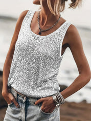 Yuna top dames | Glinsterend mouwloos topje | Feestelijke luxe dames top