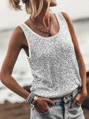 Yuna top dames | Glinsterend mouwloos topje | Feestelijke luxe dames top