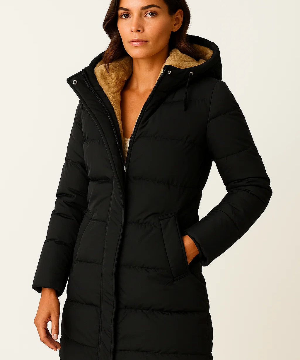 Pufferjas Dames – Zwarte Comfortabele Winterjas met Isolatie